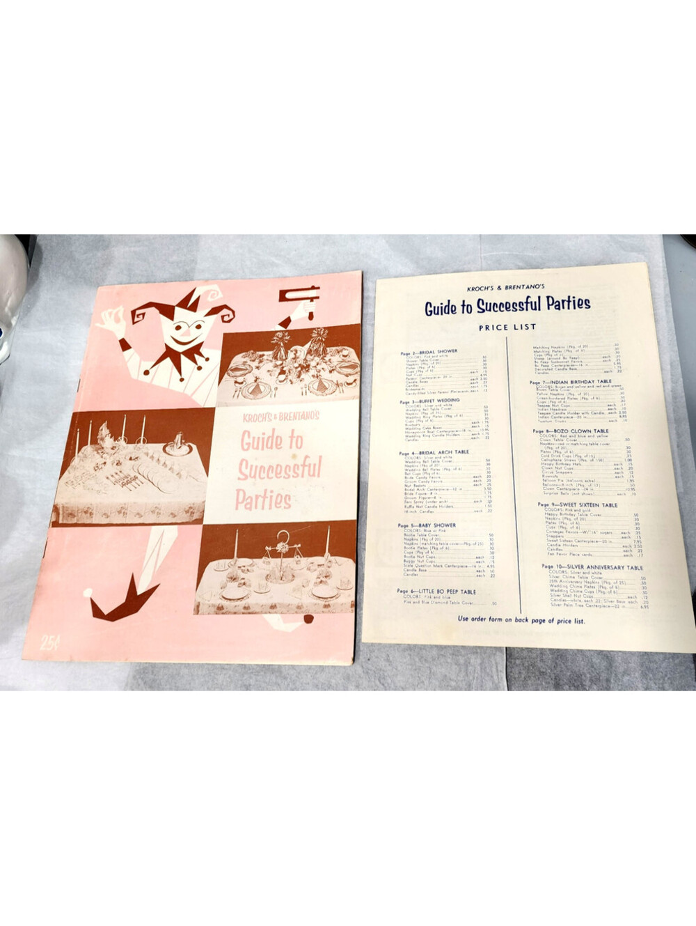 Krochs Brentanos Guide To Successful Parties Vtg Stationery Booklet + Price List